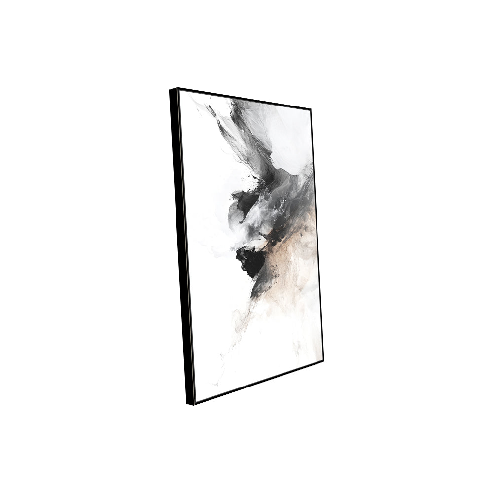 Minimalist Brushstroke Canvas – Black, White, And Beige Design
