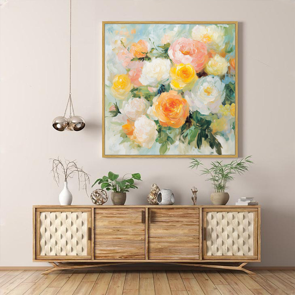 Elegant Floral Canvas Wall Art – Soft & Romantic Blooming Roses