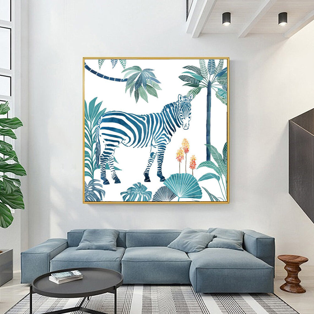 Tropical Zebra Canvas Wall Art – Jungle Safari-Inspired Décor