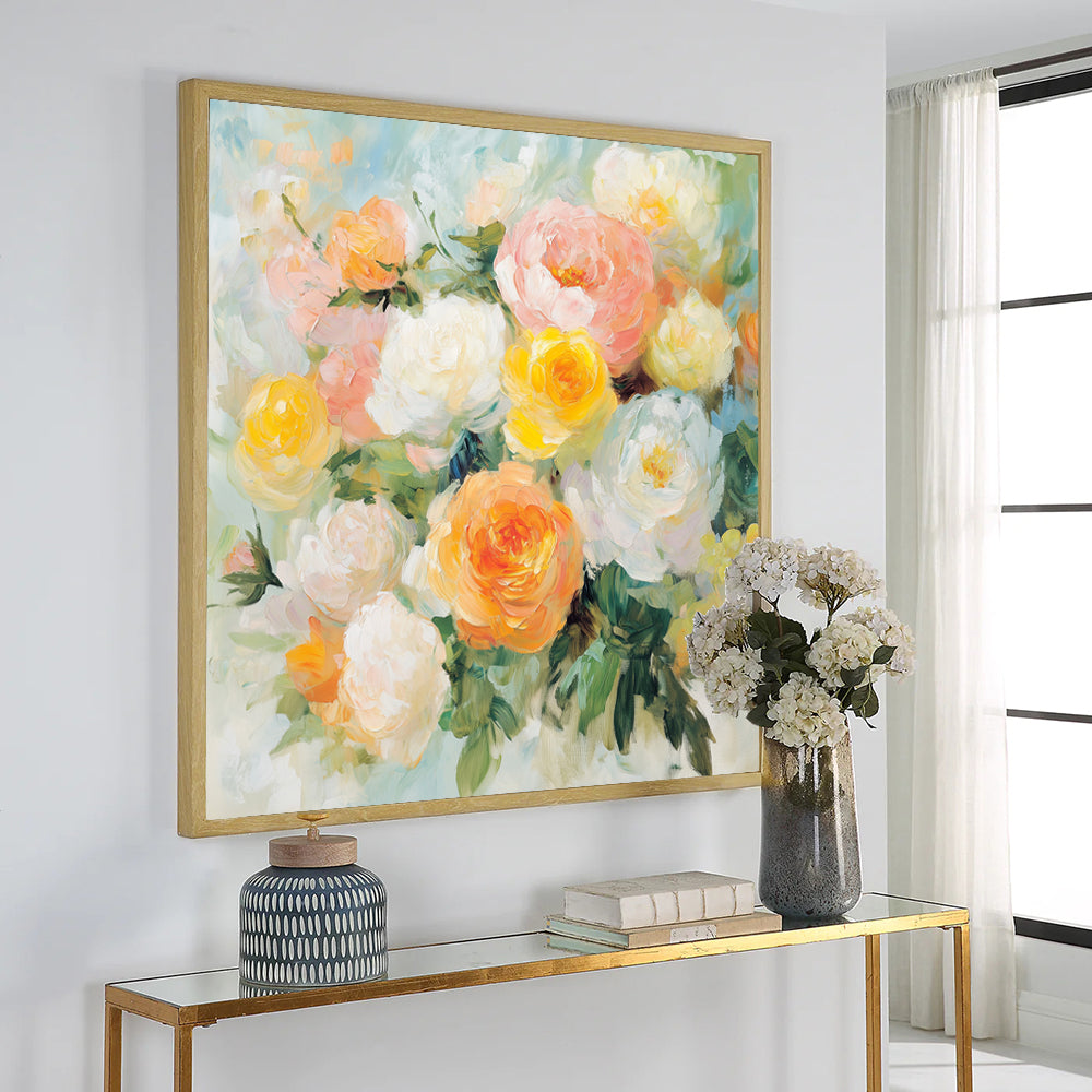 Elegant Floral Canvas Wall Art – Soft & Romantic Blooming Roses