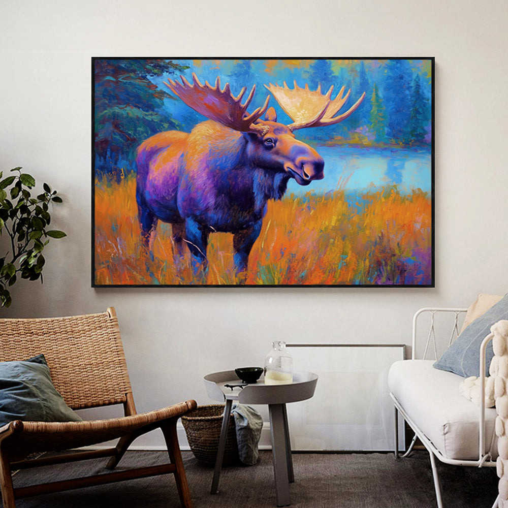 Majestic Moose In Vibrant Wilderness Canvas Wall Art