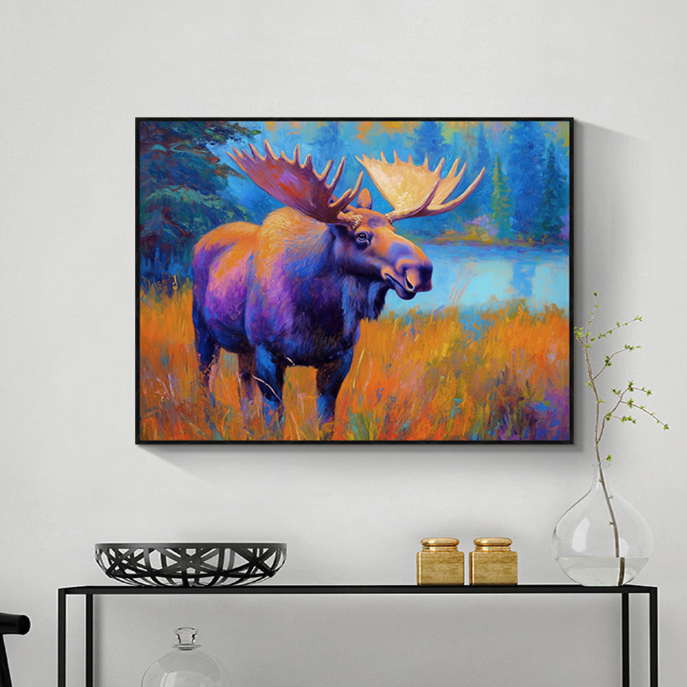 Majestic Moose In Vibrant Wilderness Canvas Wall Art