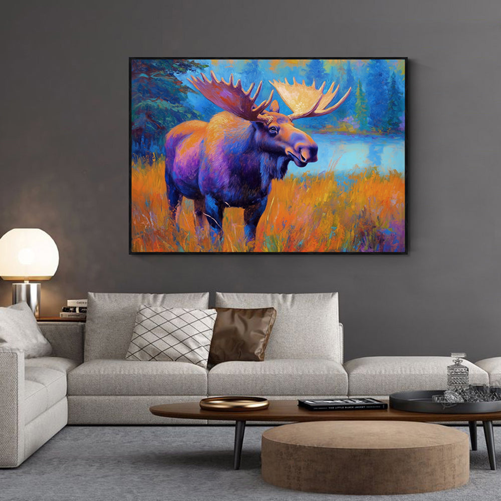 Majestic Moose In Vibrant Wilderness Canvas Wall Art