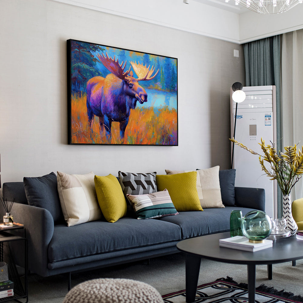 Majestic Moose In Vibrant Wilderness Canvas Wall Art