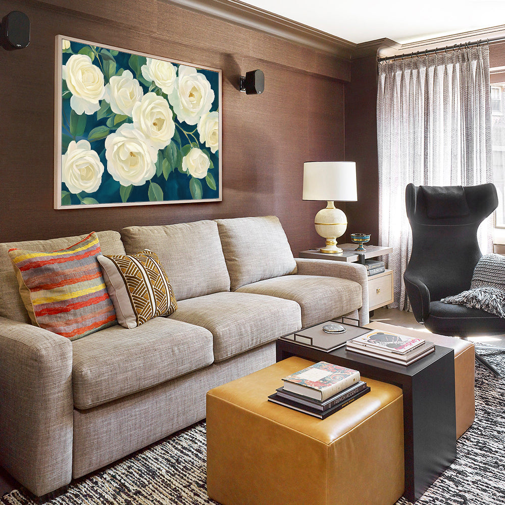 Elegant White Roses Canvas Wall Art – Classic Floral Beauty