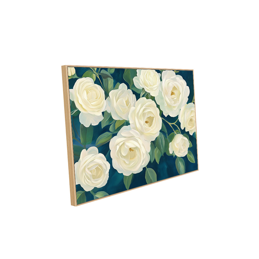 Elegant White Roses Canvas Wall Art – Classic Floral Beauty