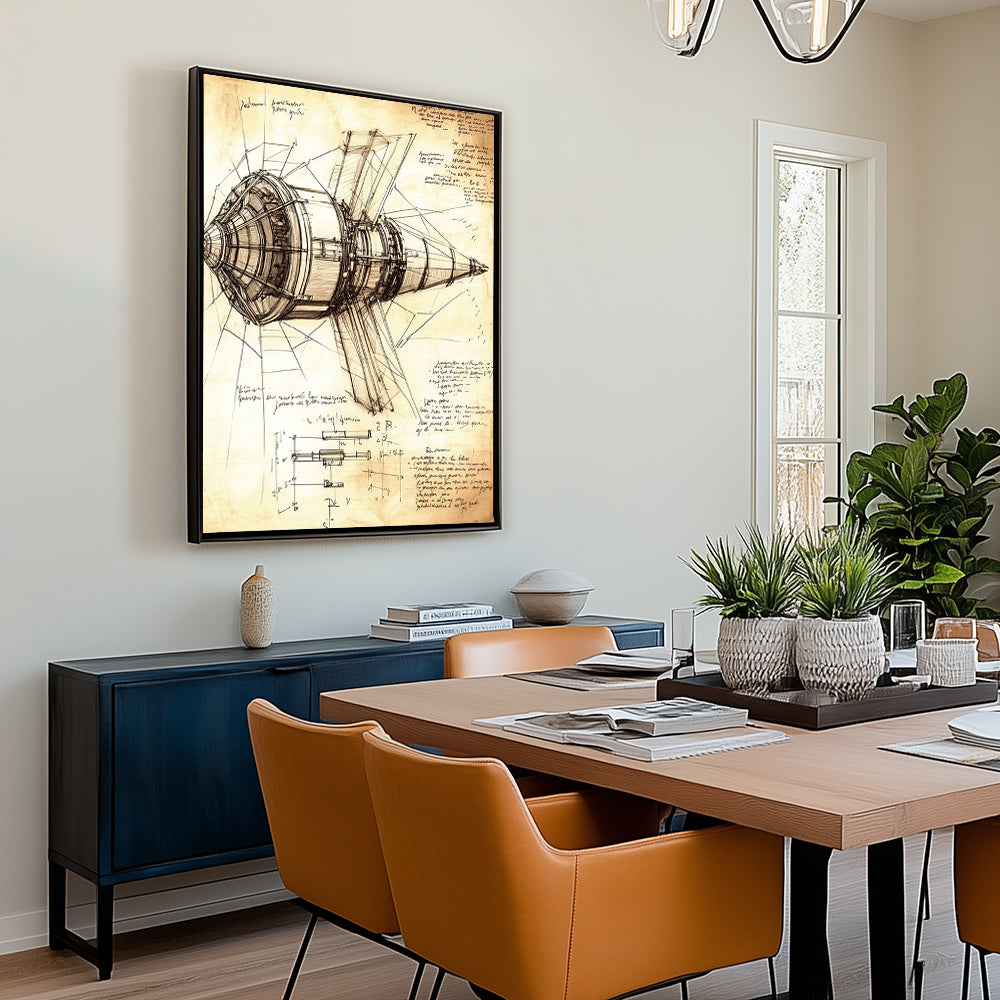 Vintage Aerospace Blueprint Canvas Wall Art