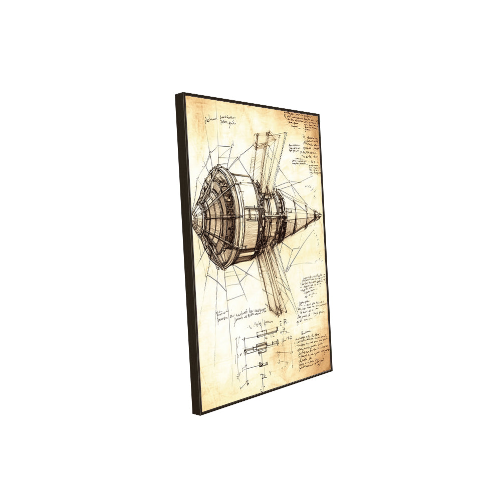 Vintage Aerospace Blueprint Canvas Wall Art