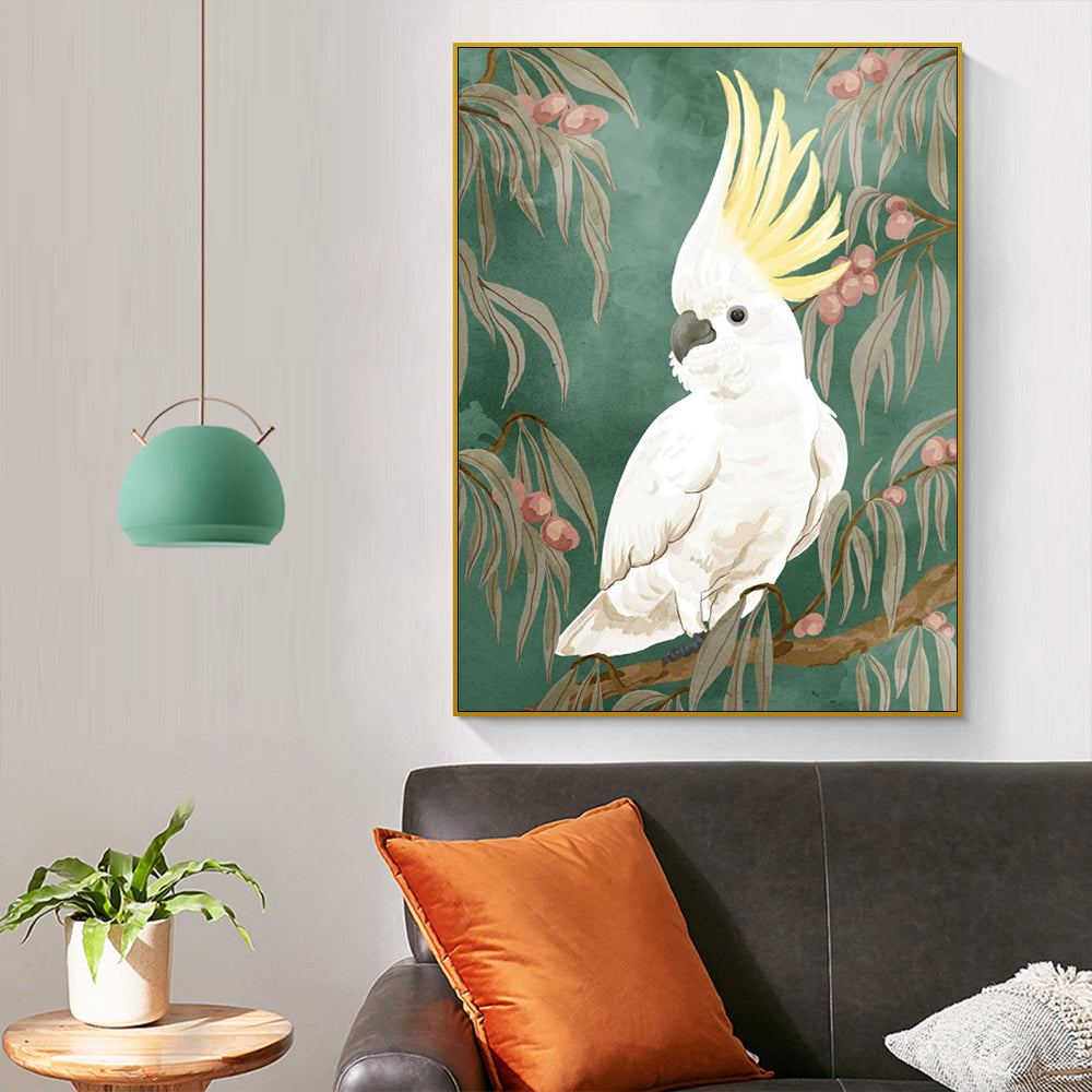 Tropical Bird Painting For Home Décor Cockatoo Canvas Wall Art