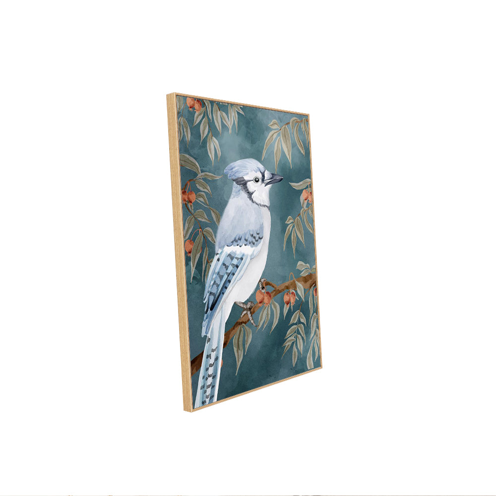 Nature-Inspired Bird Painting Blue Jay Canvas Wall Art