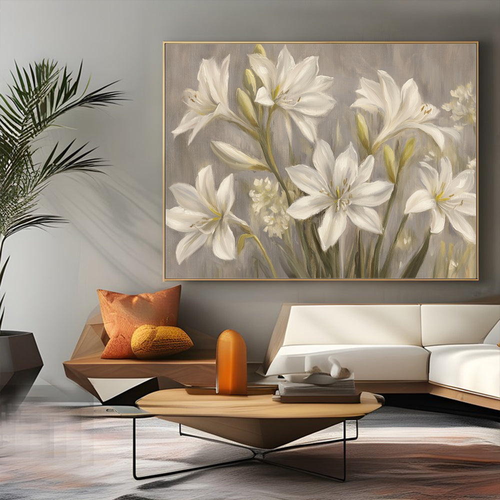 Graceful White Lilies Canvas Wall Art – Elegant Floral Decor