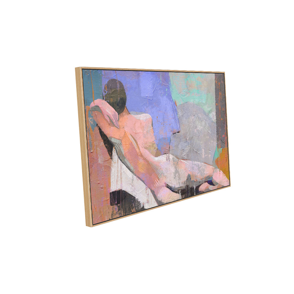 Pastel Poise: Contemporary Nude Study Canvas Wall Art