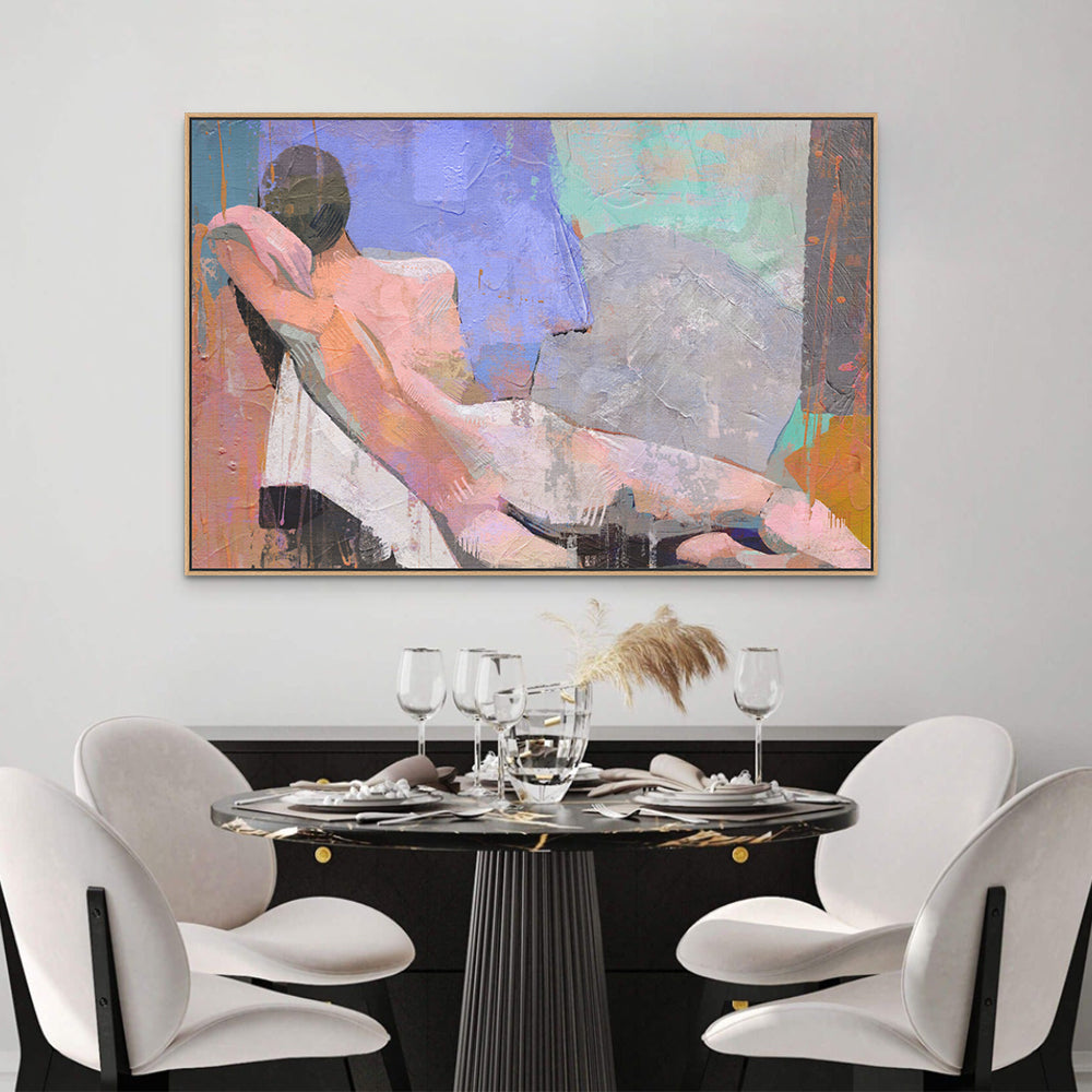 Pastel Poise: Contemporary Nude Study Canvas Wall Art