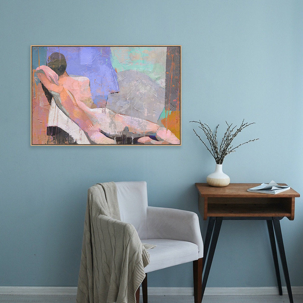 Pastel Poise: Contemporary Nude Study Canvas Wall Art