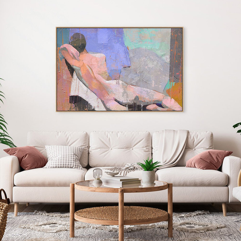 Pastel Poise: Contemporary Nude Study Canvas Wall Art
