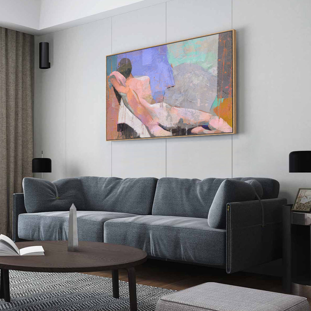 Pastel Poise: Contemporary Nude Study Canvas Wall Art