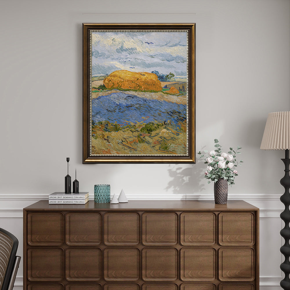 Wheat Stack Under A Cloudy Sky By Vincent Van Gogh