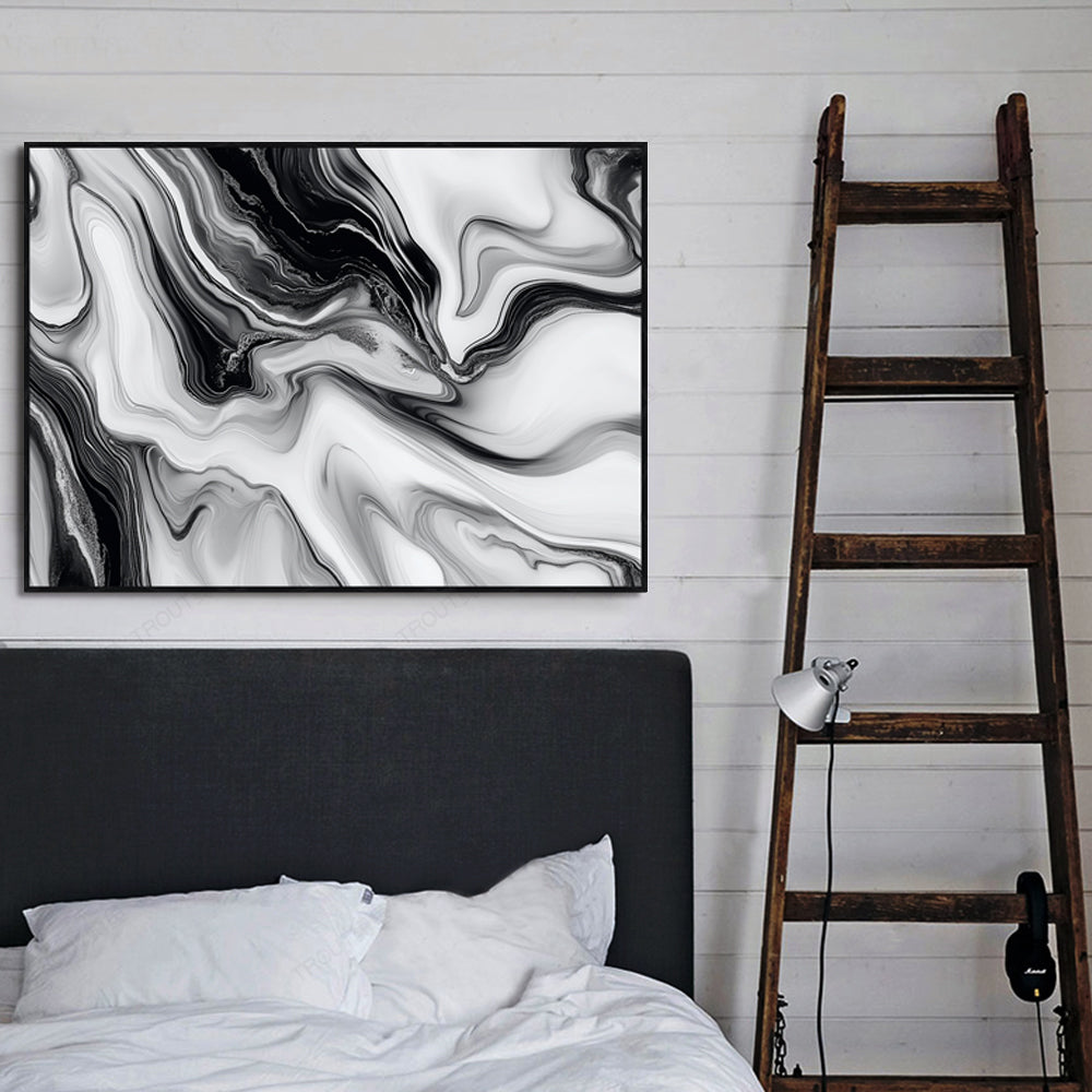 The Art Of Contrast: Flowing Monochrome Canvas Wall Art