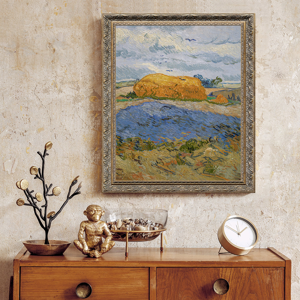 Wheat Stack Under A Cloudy Sky By Vincent Van Gogh