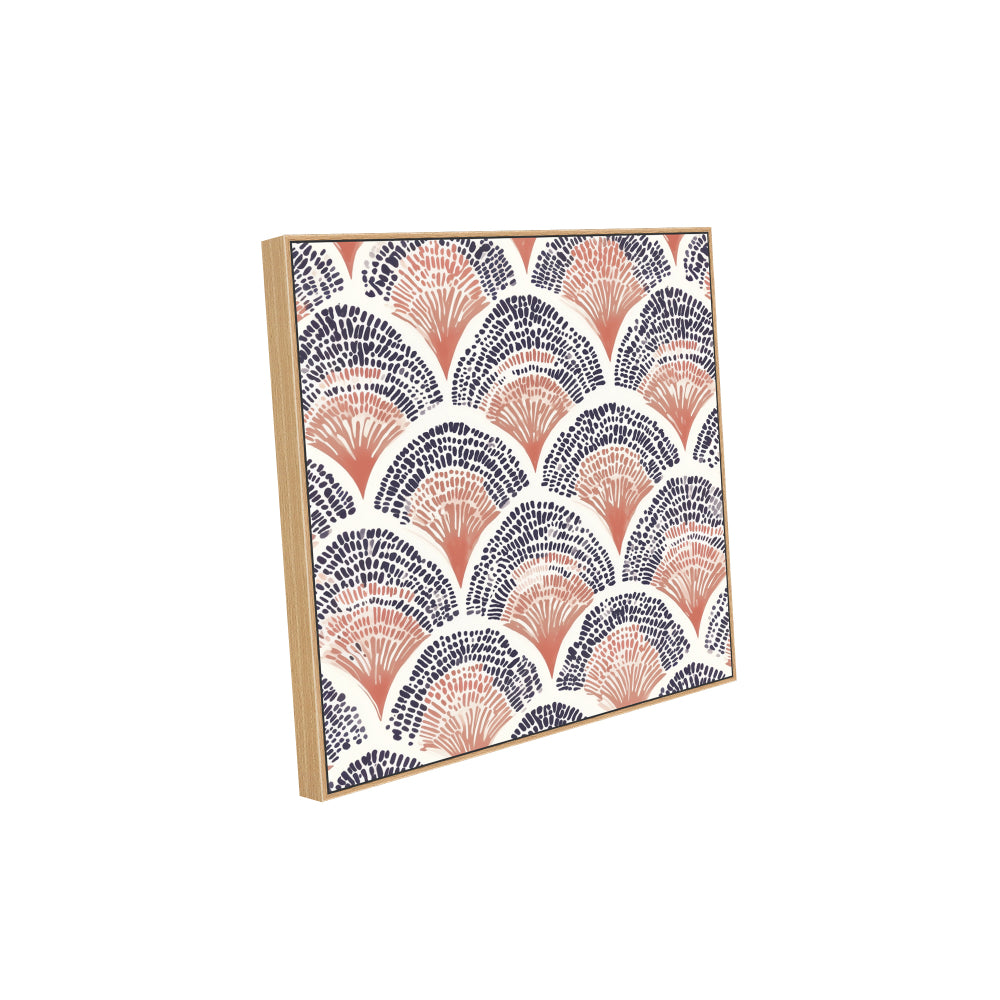 Modern Fan Pattern Canvas Wall Art - Navy And Terracotta Design