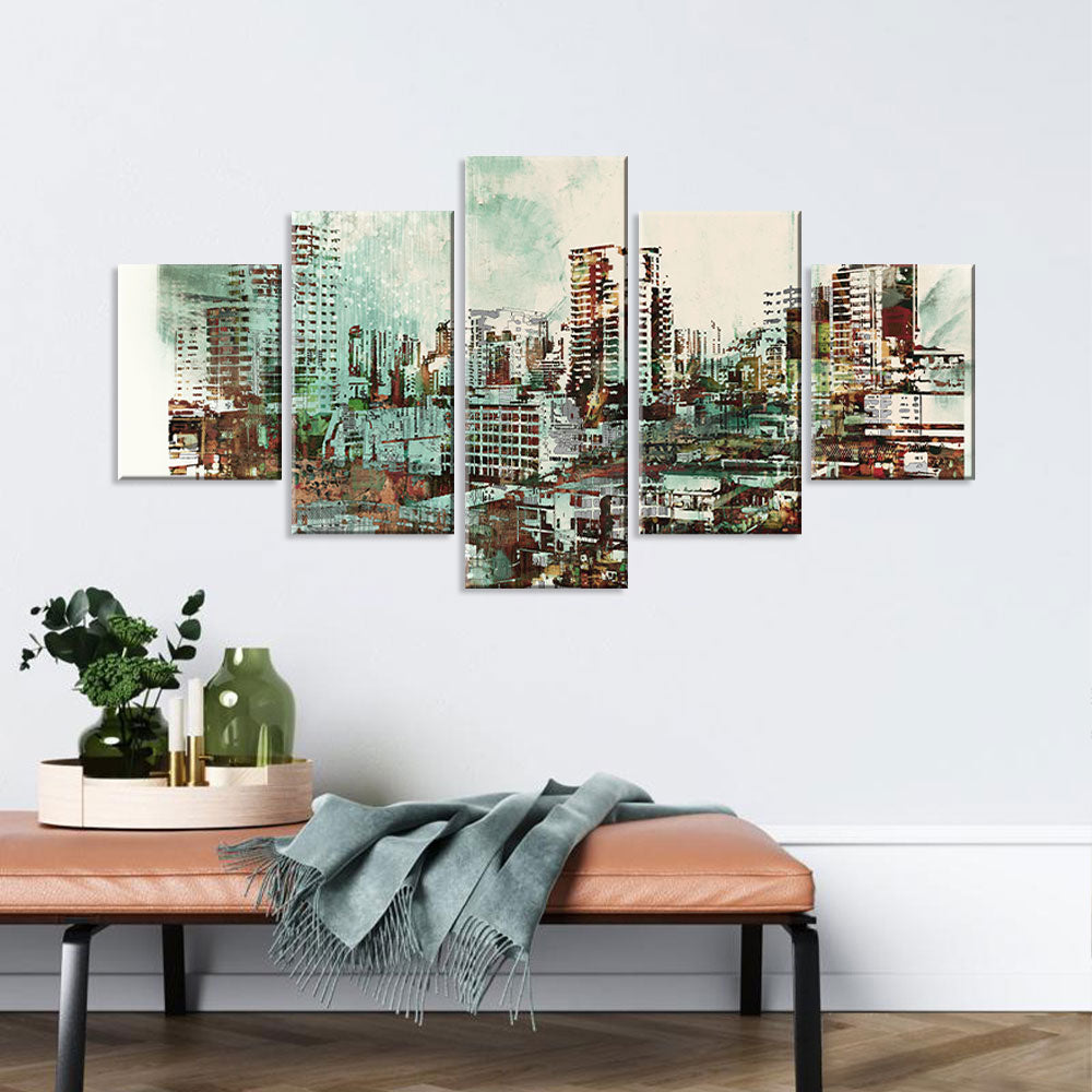 Vintage Cityscape Canvas Wall Art
