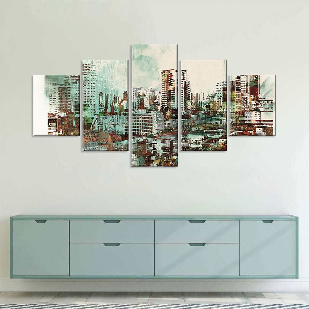 Vintage Cityscape Canvas Wall Art