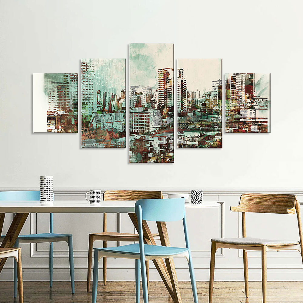 Vintage Cityscape Canvas Wall Art