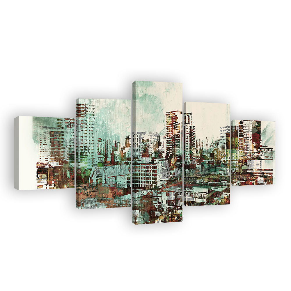 Vintage Cityscape Canvas Wall Art