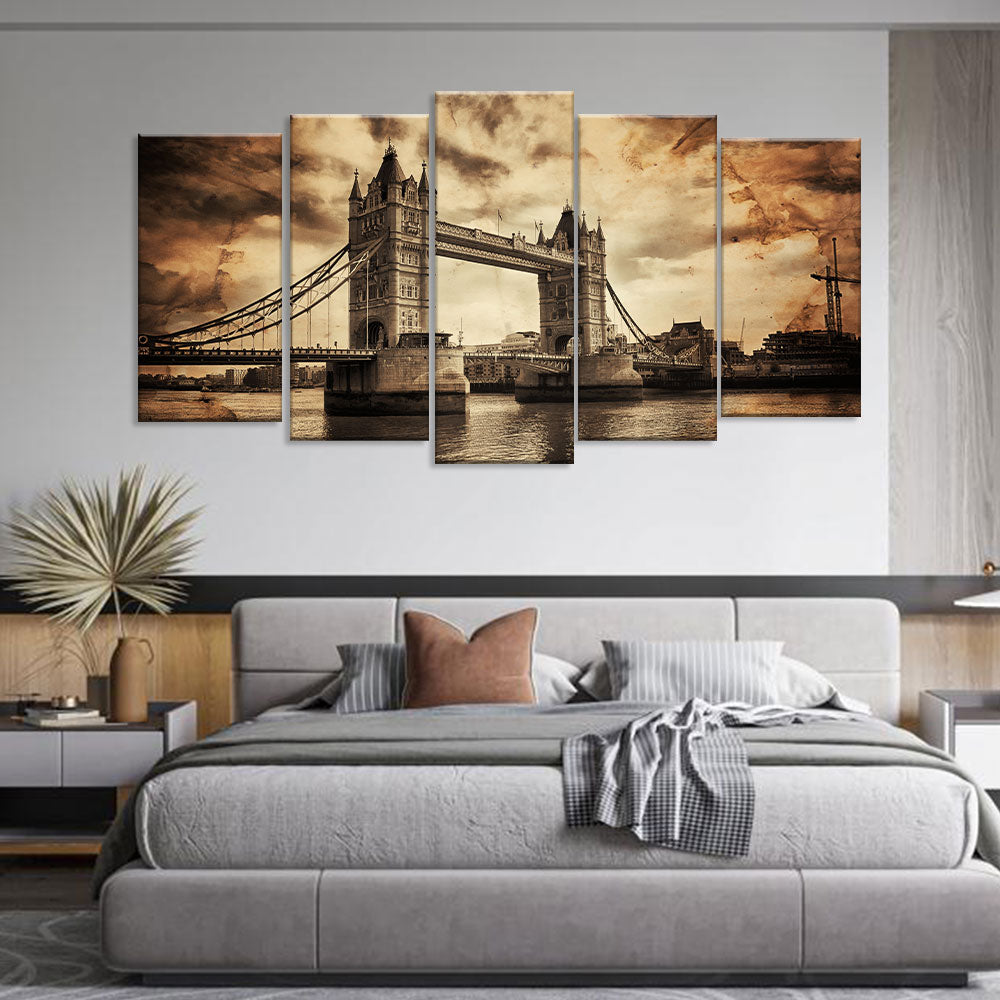 Black and White Tower Bridge Canvas Wall Art