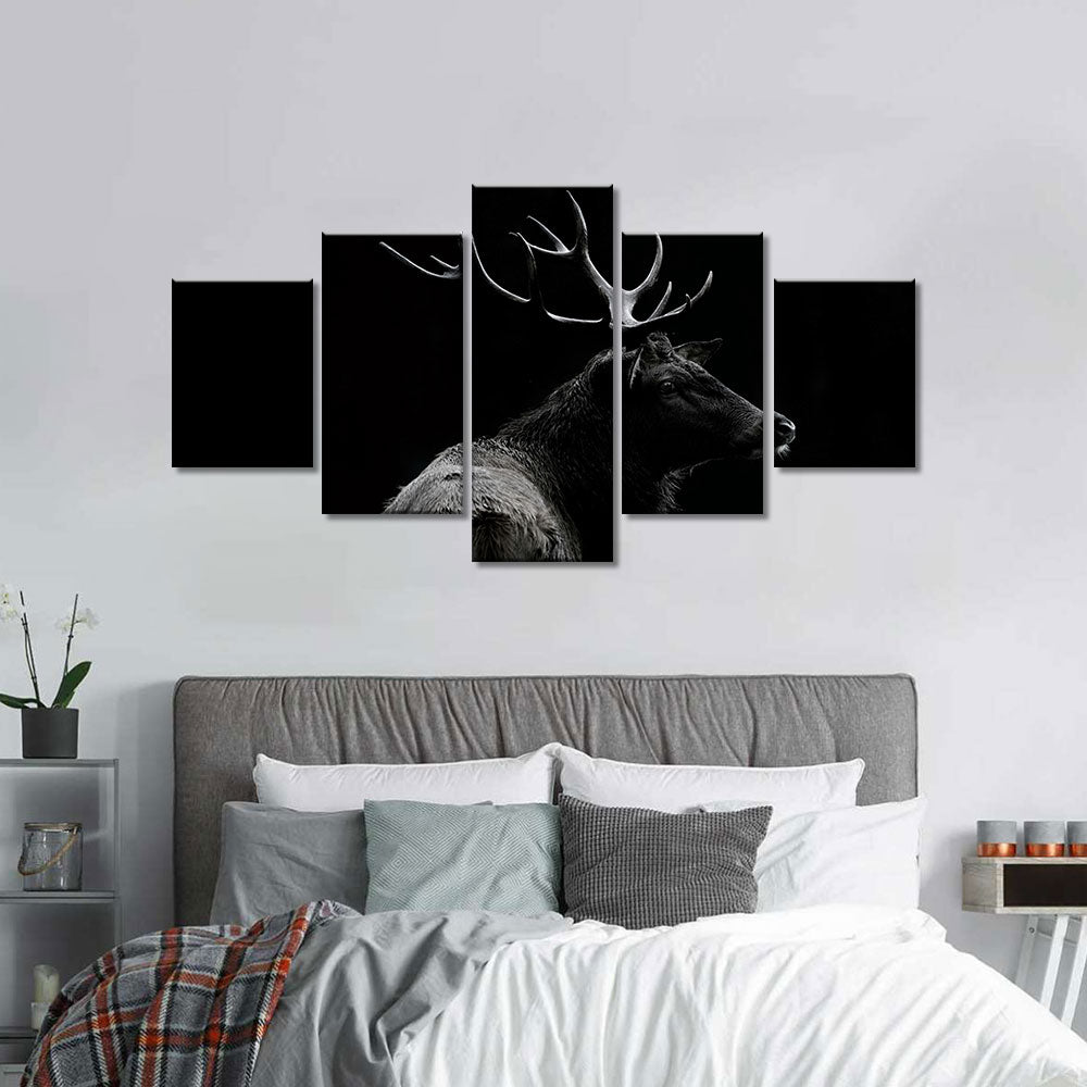 Black and White Deer Soul Canvas Wall Art
