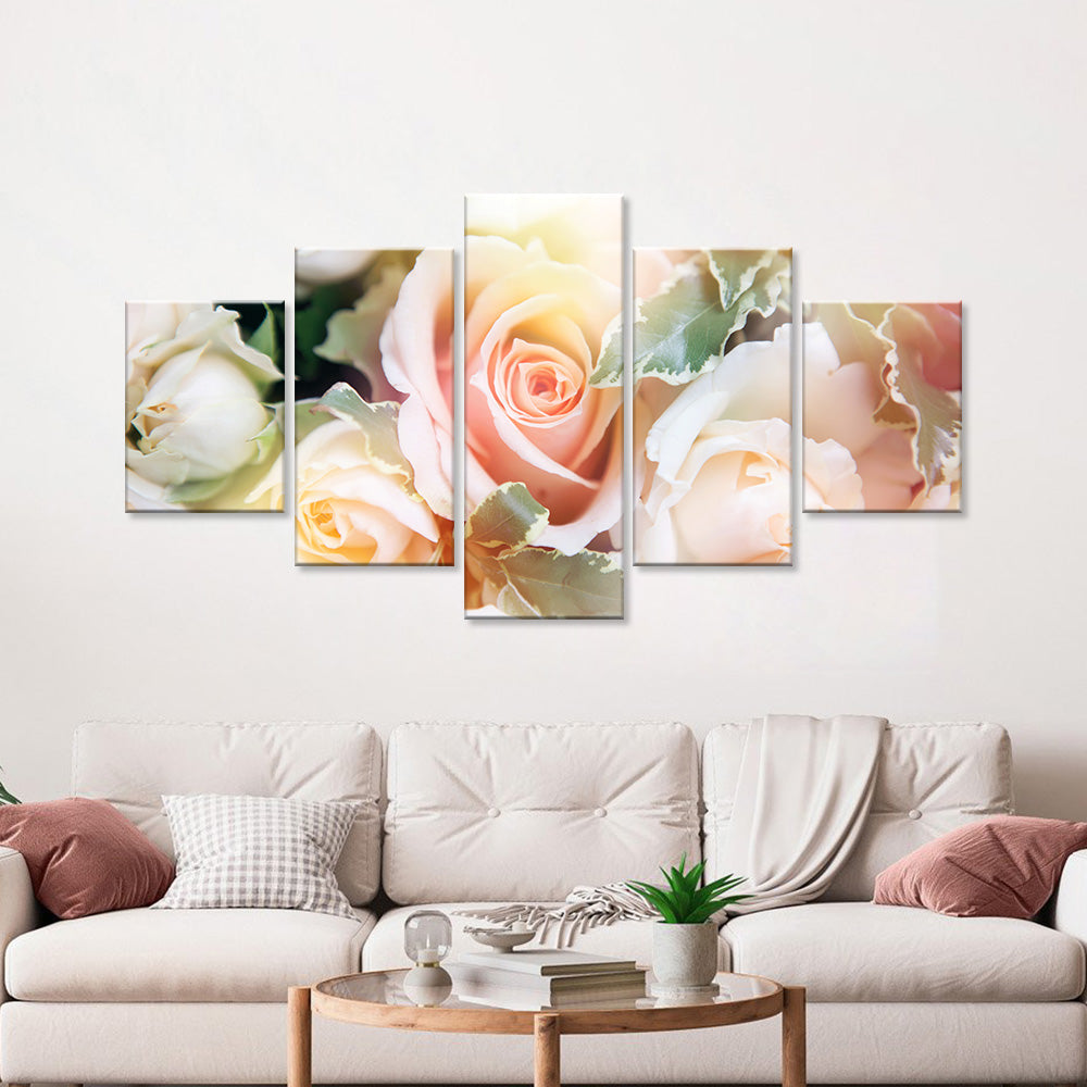 Soft Pastel Roses Canvas Wall Art