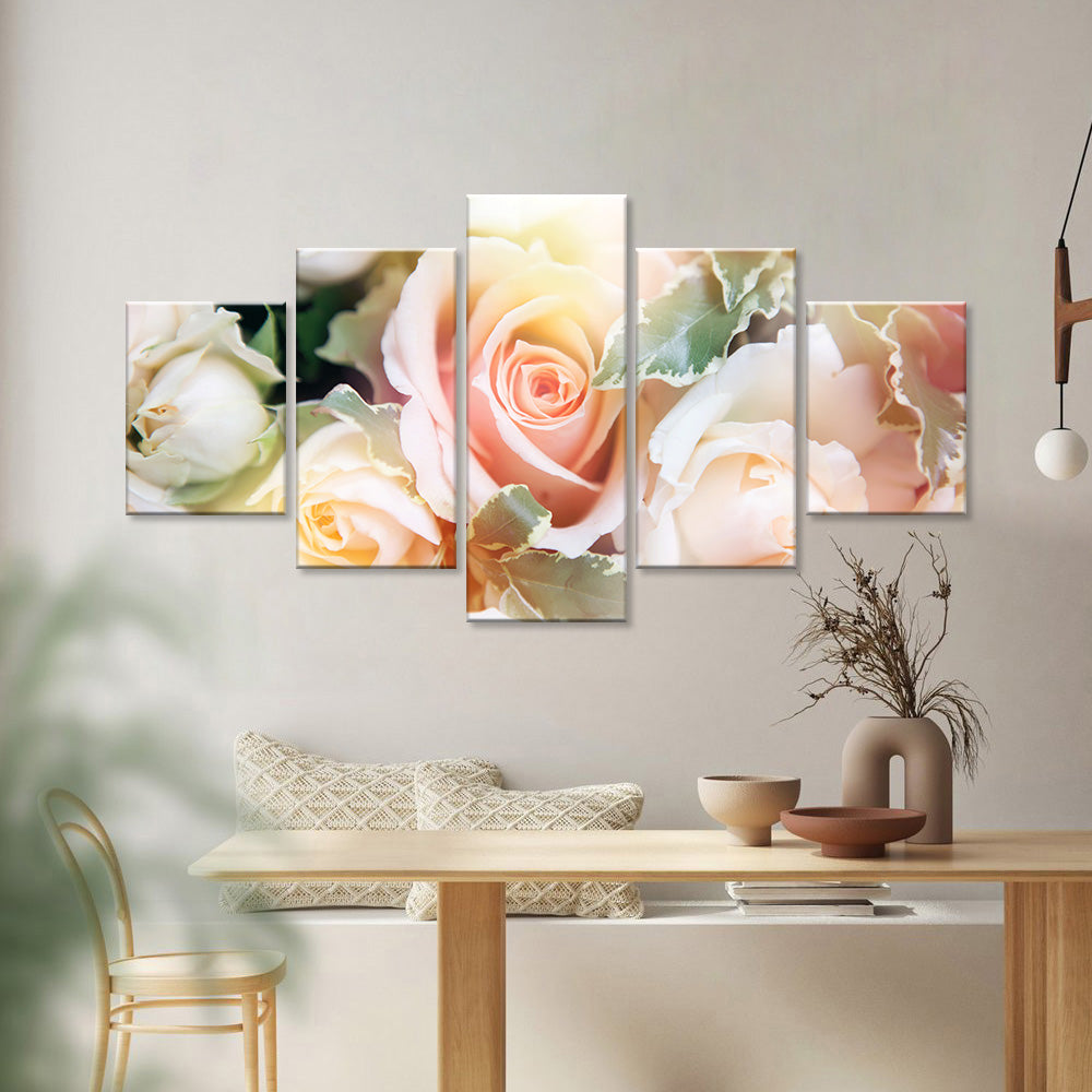 Soft Pastel Roses Canvas Wall Art
