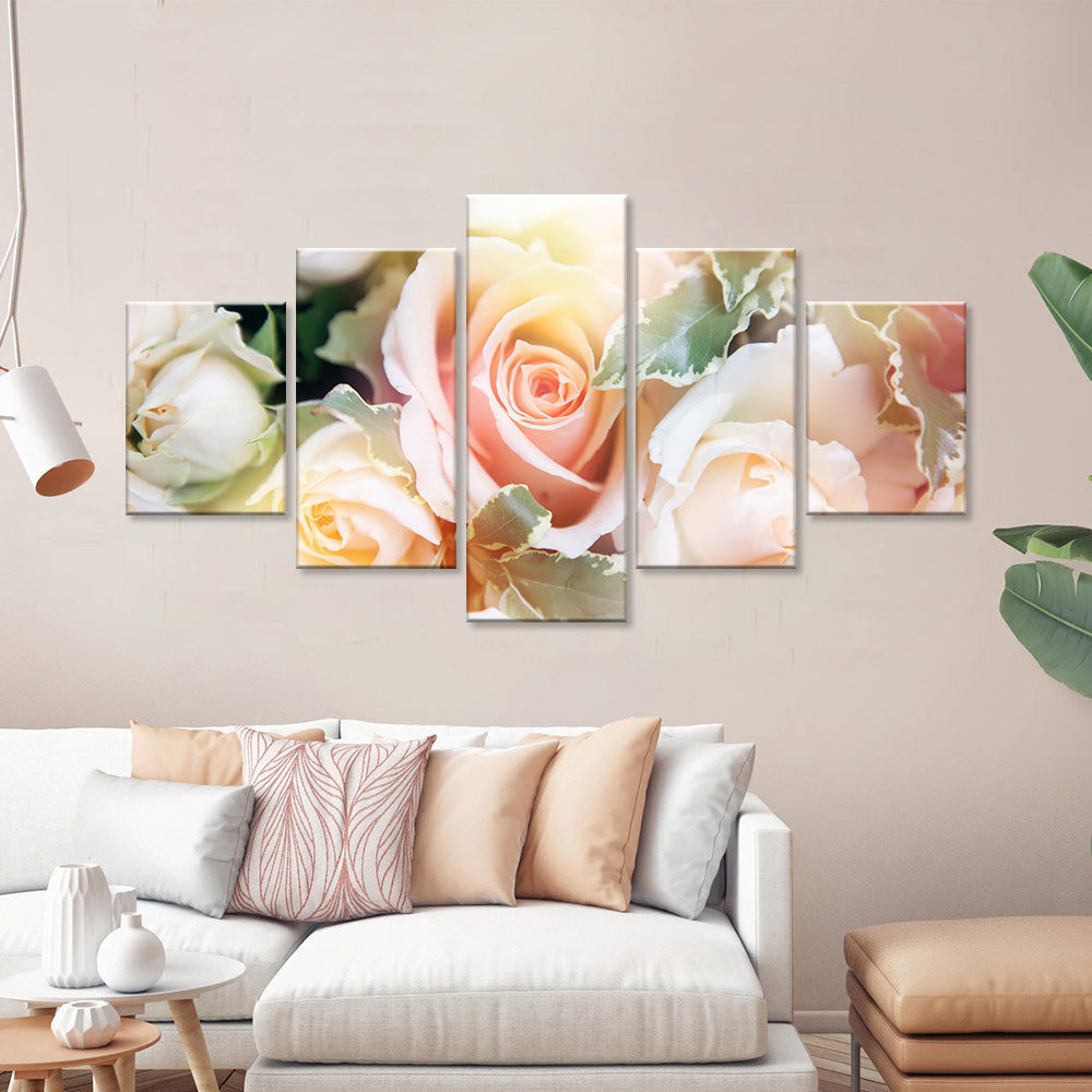 Soft Pastel Roses Canvas Wall Art