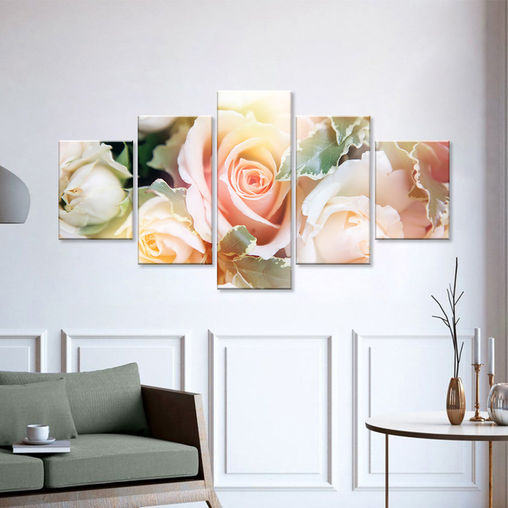 Soft Pastel Roses Canvas Wall Art