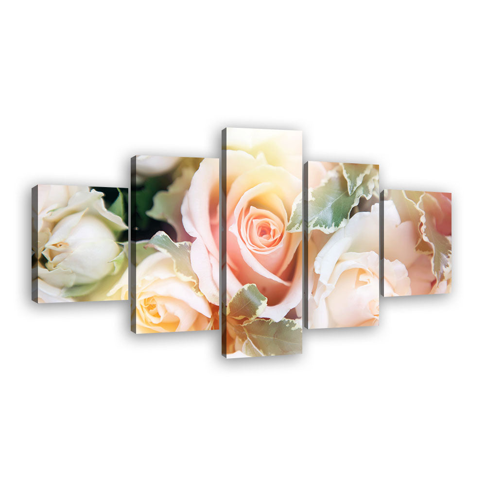 Soft Pastel Roses Canvas Wall Art