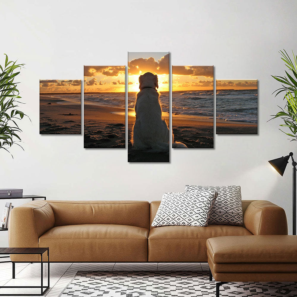 Golden Retriever Sunset Canvas Wall Art