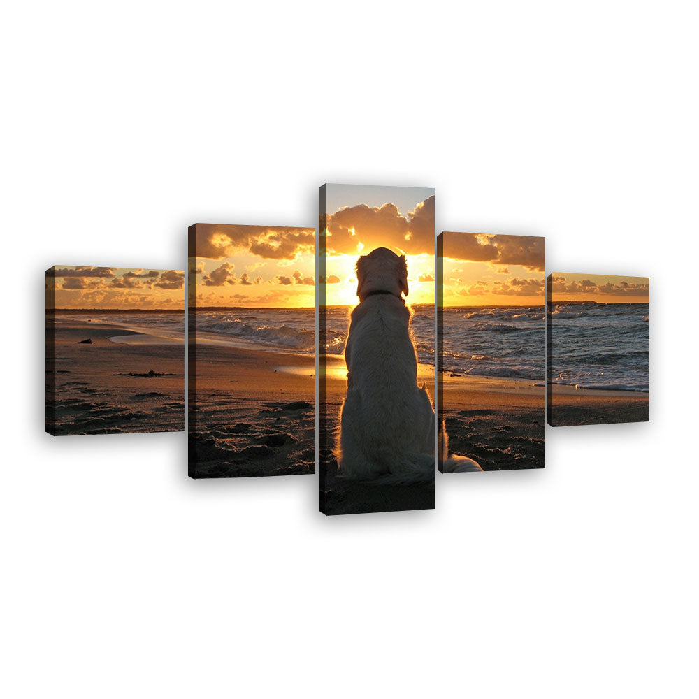 Golden Retriever Sunset Canvas Wall Art