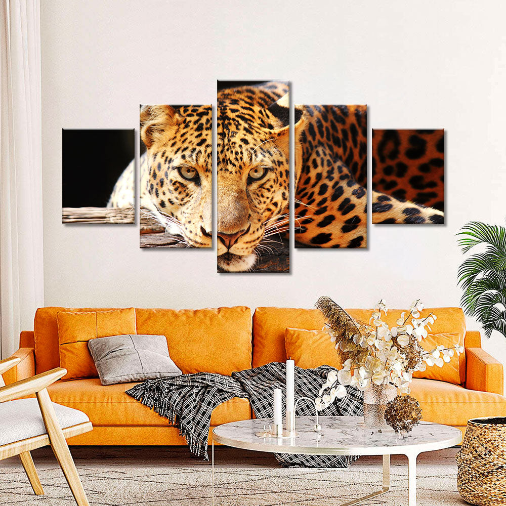 Leopard Resting On Tree Canvas Wall Art