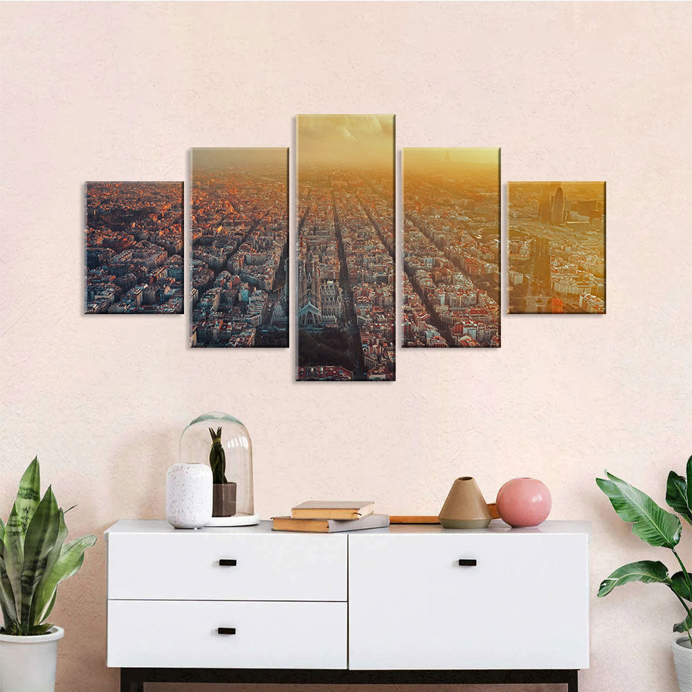 Morning Sunrise Barcelona Spain Canvas Wall Art