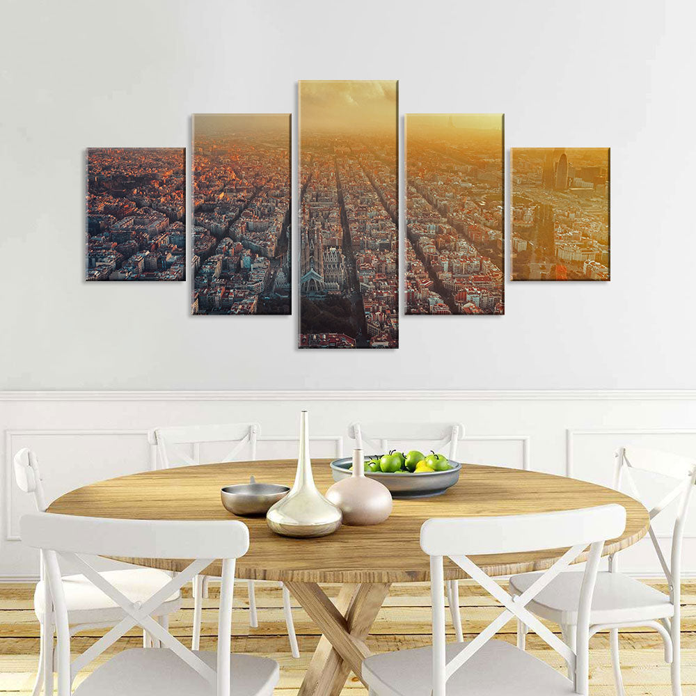 Morning Sunrise Barcelona Spain Canvas Wall Art