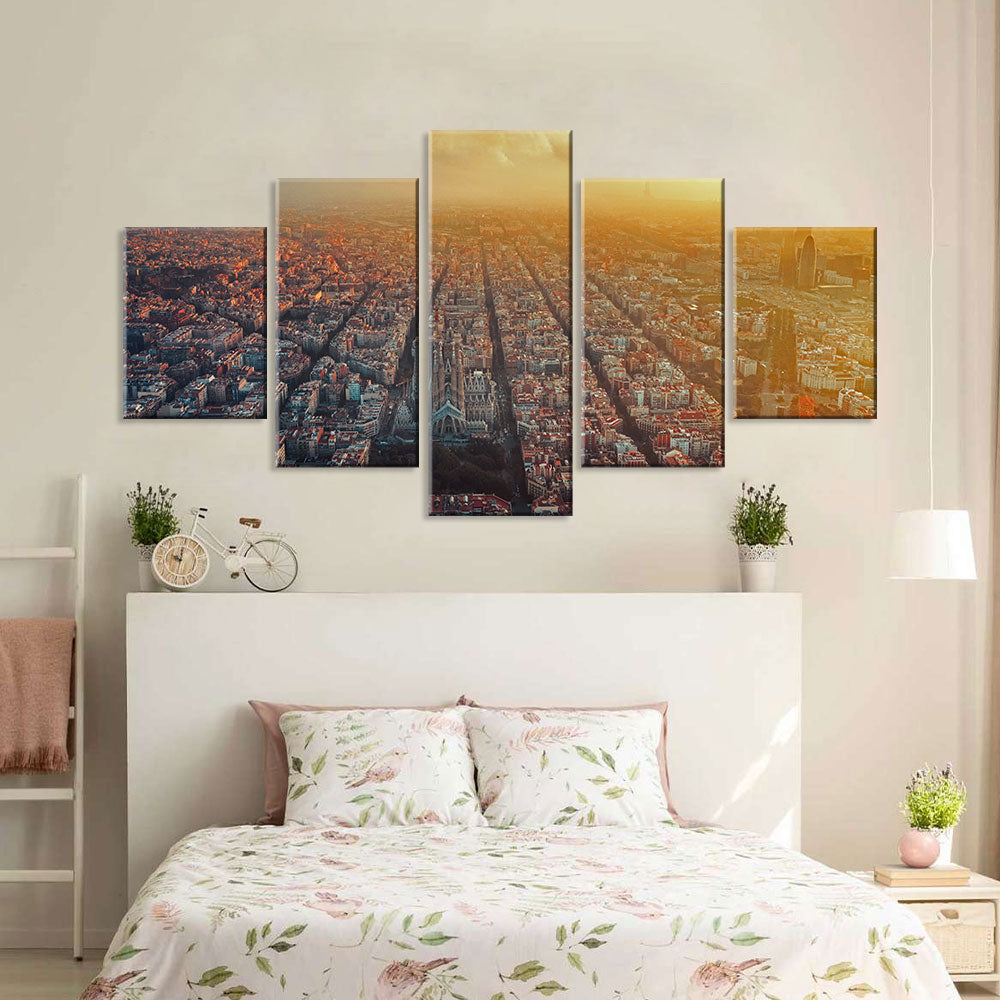 Morning Sunrise Barcelona Spain Canvas Wall Art