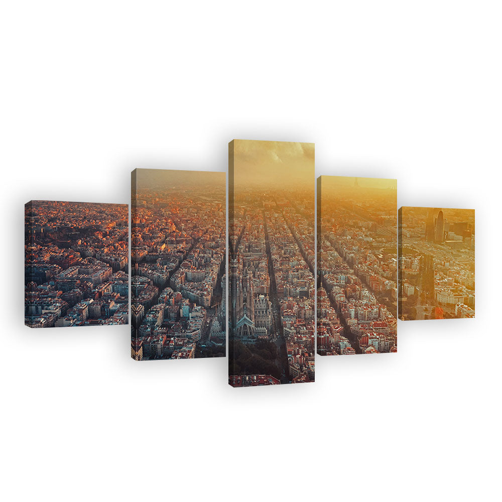 Morning Sunrise Barcelona Spain Canvas Wall Art