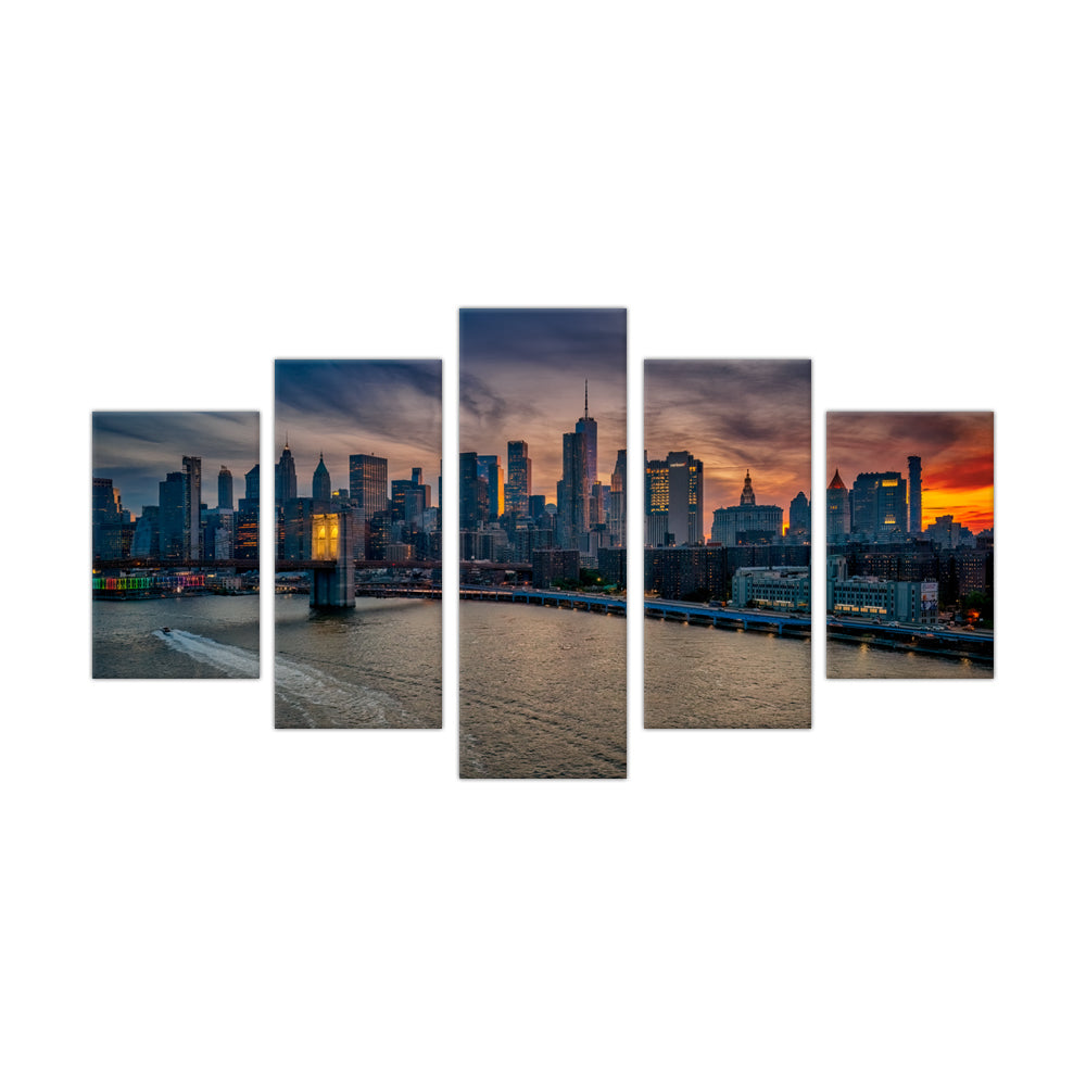 New York City Skyline and Brooklyn Bridge Canvas Wall Art