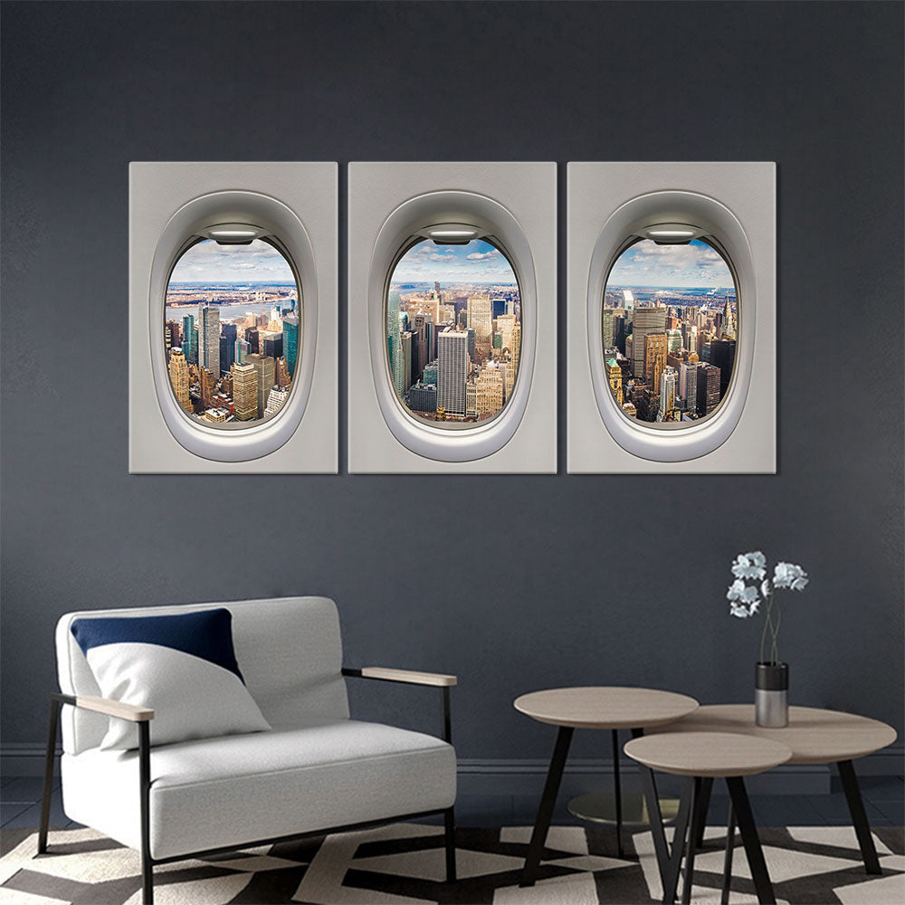 New York City Through Airplane Windows Canvas Wall Art