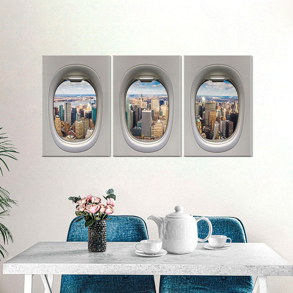 New York City Through Airplane Windows Canvas Wall Art