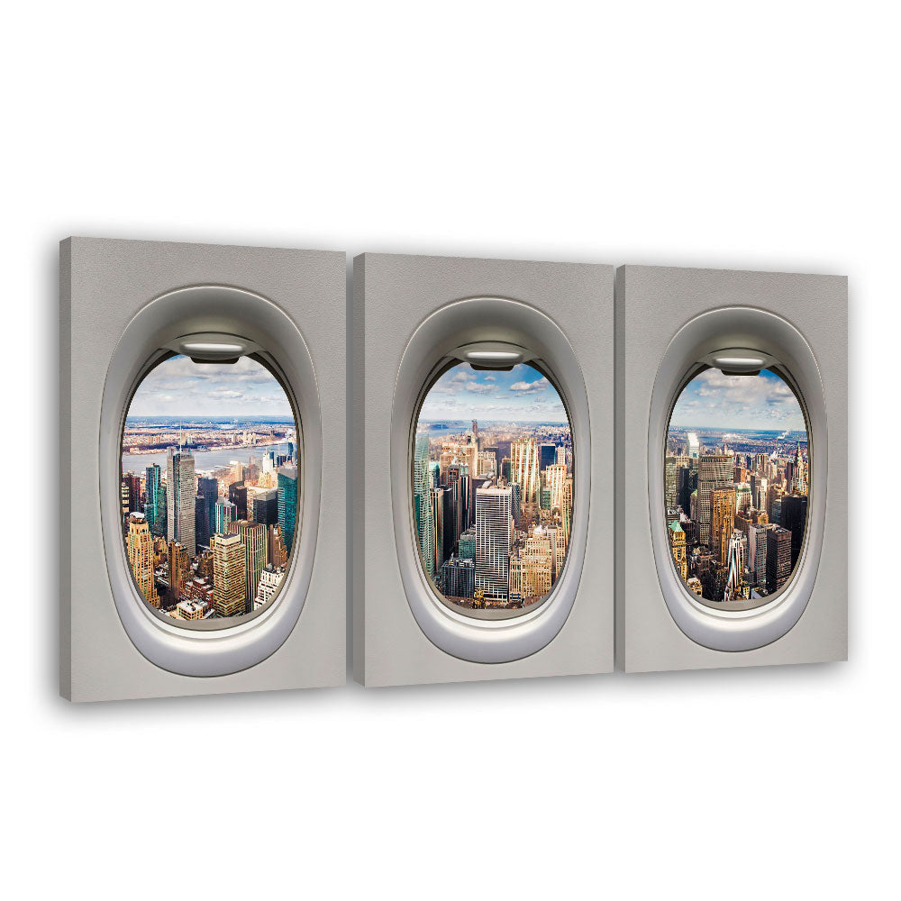 New York City Through Airplane Windows Canvas Wall Art