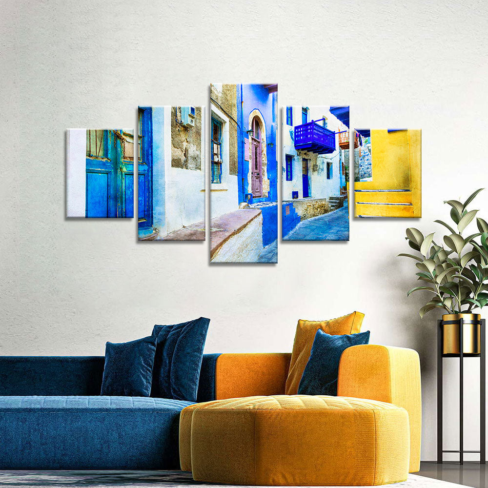 Nisyros Residential Alley in Greece Canvas Wall Art