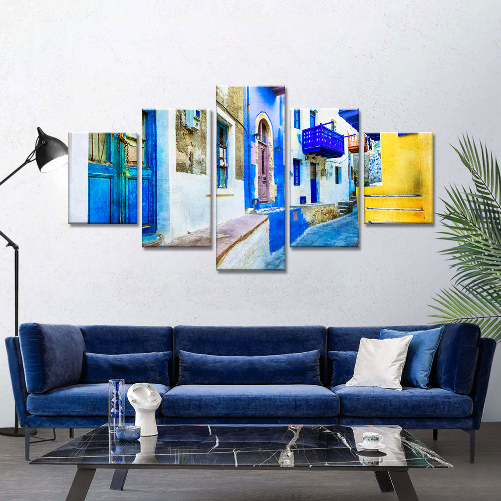 Nisyros Residential Alley in Greece Canvas Wall Art