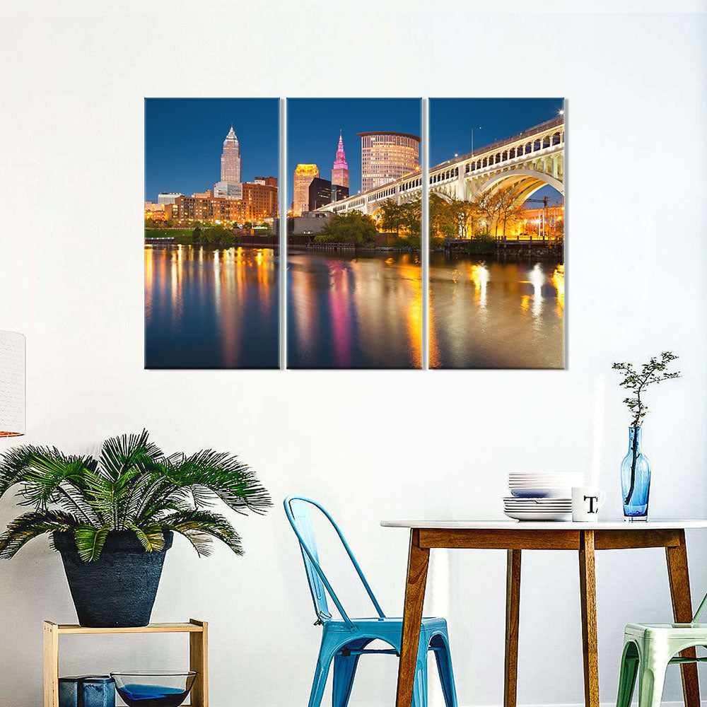 Ohio Cleveland City Skyline Canvas Wall Art