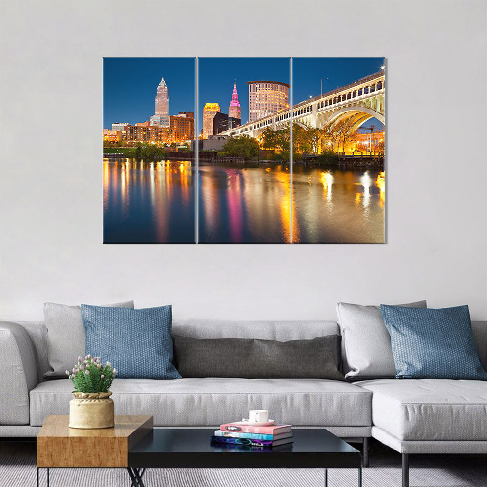Ohio Cleveland City Skyline Canvas Wall Art